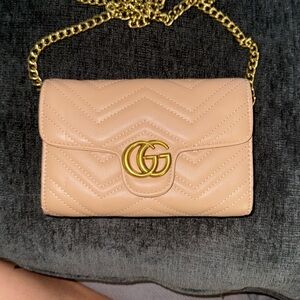 GG Beige Leather Shoulder Bag